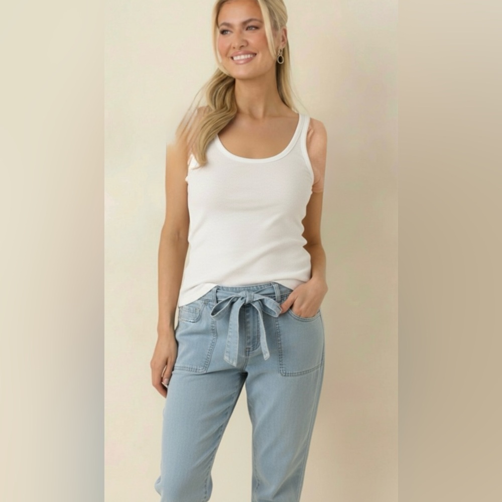 Loft chambray tie waist pant